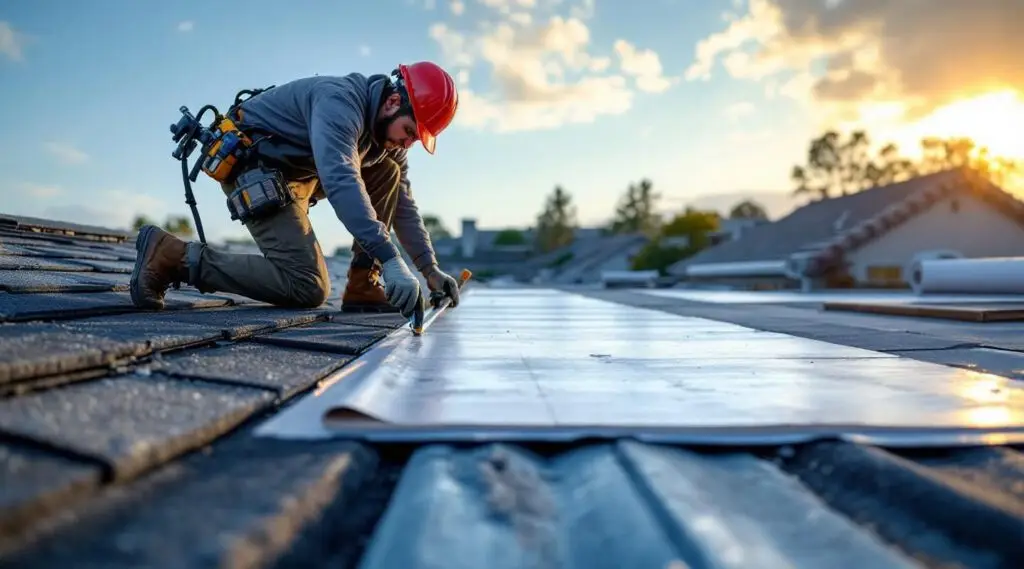 Professional roofing crew installing clean architectural shingles on a Midvale home with Wasatch mountains behind.