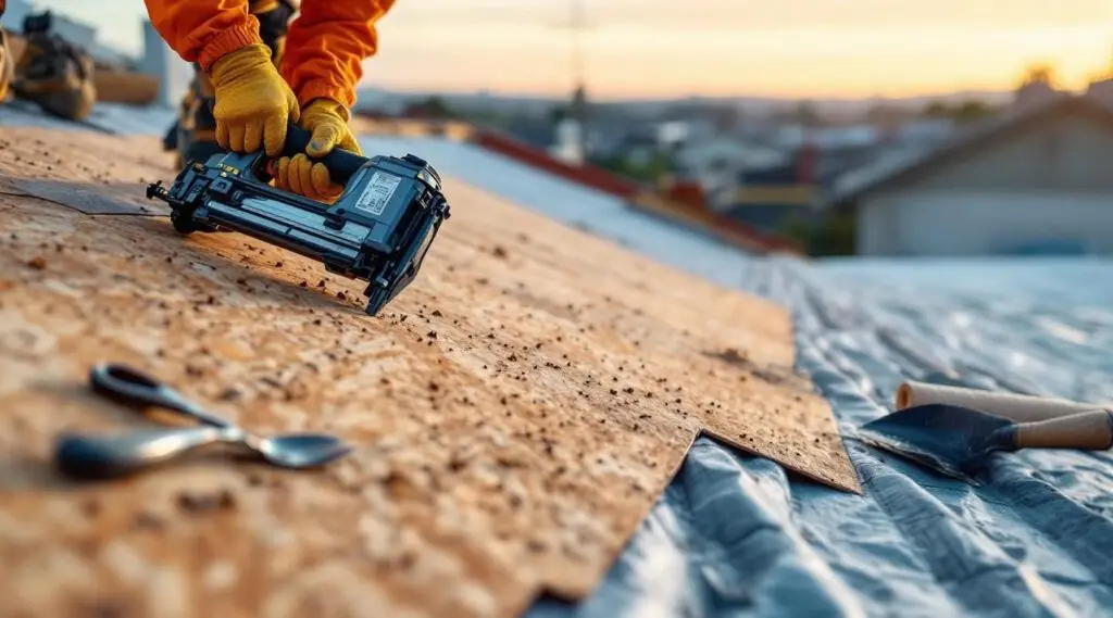 Professional roofing crew installing clean architectural shingles on a residential home in Midvale City.
