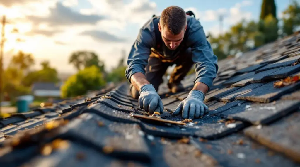 Professional roofers installing heavy-duty architectural asphalt shingles on a commercial facility in Midvale